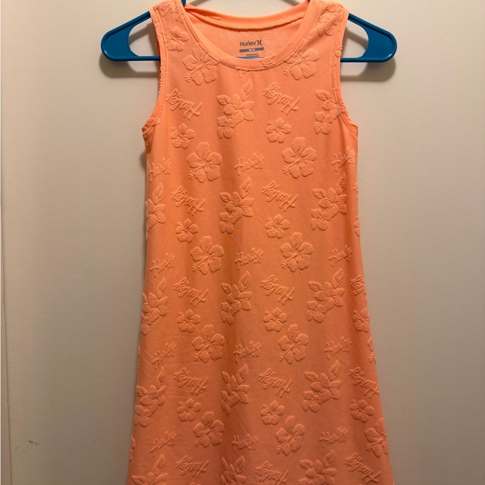 Hurley Peach Embroidered Tank Dress for Girls